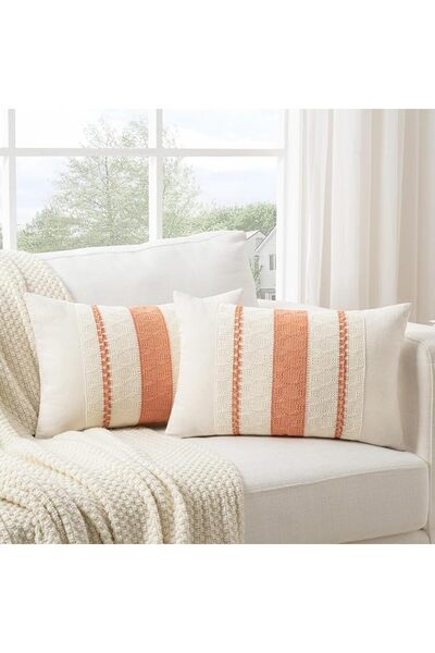 Fancy Homi Set of 2 Dusty Blue Vintage Lumbar Decorative Throw Pillow Covers ...