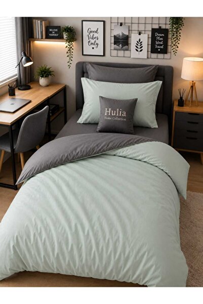hulia home طقم غطاء لحاف مع ملاءة مطاطية، مقاس فردي، ذو وجهين، ناعم الملمس، م...
