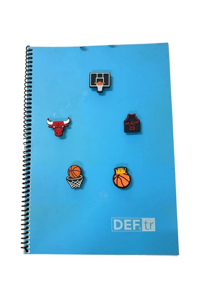 Buki'nin Atölyesi 5-Piece 3D Silicone Sticker Set – Decorative Figured Stickers with Double-Sided Tape – Notebook, Pen Holder, Phone, Etc. Basketball Themed