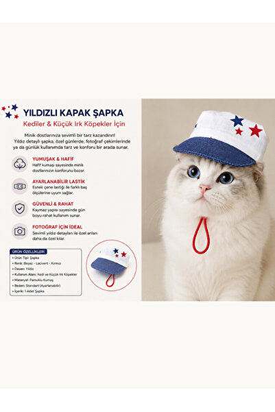Genel Markalar Kedi ve küçük ırk köpek şapkası (Yıldız)