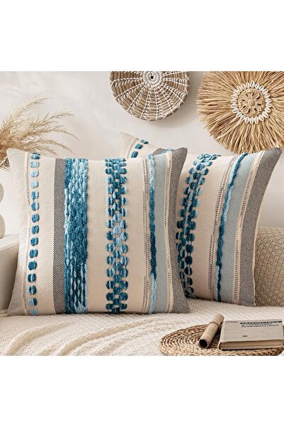 ANRODUO Pack of 2 Boho Decorative Throw Pillow Covers 18x18 Farmhouse Cushion...