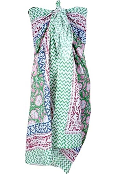 Generic 100% Cotton Block Print Sarong - Women's Swimsuit Wrap Cover-Up, Long...