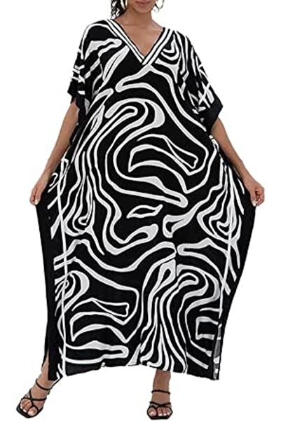 GENERAL Women Caftan Roomy Loungewear Nightgown Beach Dress Cover Ups Robe Sa...