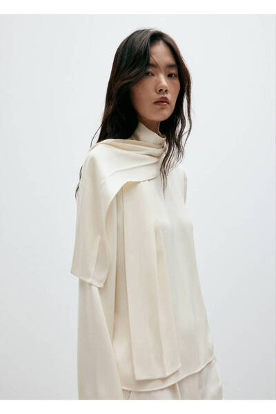 MANGO Woman High-neck blouse with scarf detail