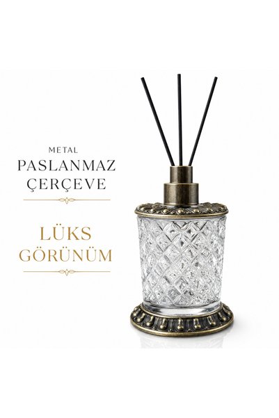 Kozak Serra Luxury Crystal Glass Room Fragrance Bottle with Bamboo Stick Decorative Bathroom and Living Room Fragrance Diffuser