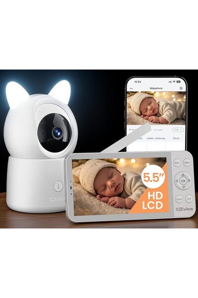 CZEview Baby Monitor with Camera 2.5K & 5.5 Inch HD Large Screen, Night Visio...