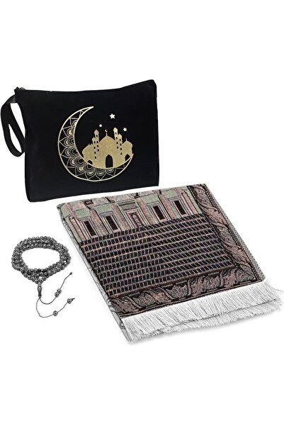 GENERAL Muslim Prayer Rug with Prayer Beads and Portable Bag,Muslim Gift for ...