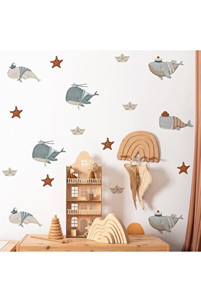 EXCEFORE Blue Watercolor Elephant Wall Decals, Sweet Dream Sticker with Moon ...
