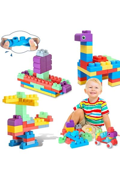 JOYZZZ Soft Rubber Building Block, Colorful Soft Rubber Building Block, Vibra...