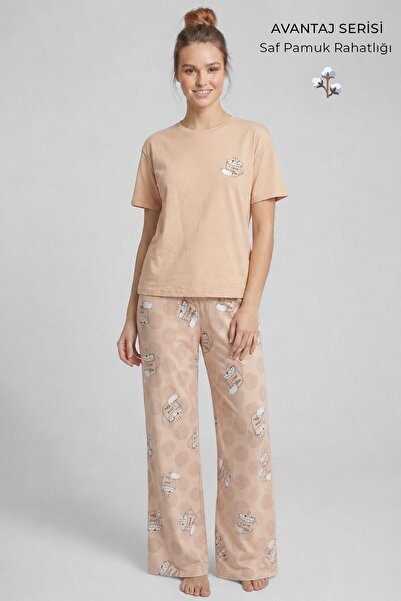 Aytuğ&Mısırlı Egyptian Women's Cotton Pajama Set Beige