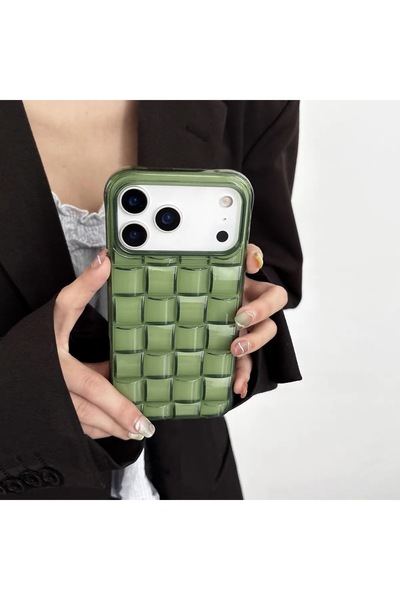 EDELFU iPhone 17 PRO MAX uyumlu - Matcha, Zümrüt Renk Örgülü Şeffaf Sararmaz,...