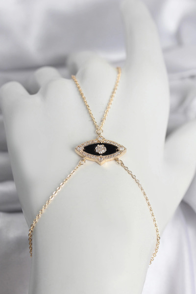 SORA GROUP Brass Eye Model Gold Color Zircon Stone Women's Shahmeran