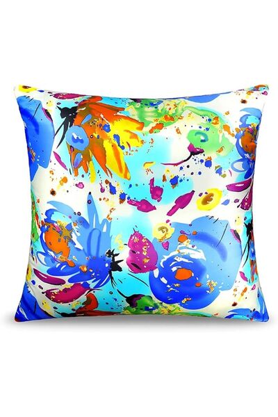 Generic 100% Pure Mulberry Silk Pillowcase, Colorful Floral Design, Zipper Cl...