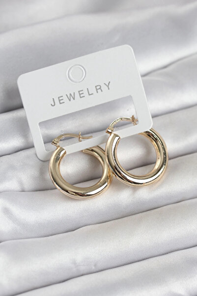 SORA GROUP Gold Color Brass Hoop 25 mm Women's Earrings