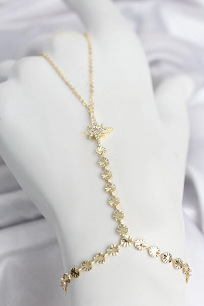 SORA GROUP Gold Color Brass Pole Star Zircon Stone Shahmeran