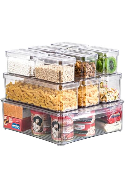 Generic 10 Pcs Refrigerator Pantry Organizer Bins Set, Stackable Fridge Organ...