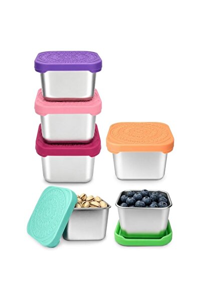 Generic - 6 Pack 6 oz Stainless Steel Kids Containers Easy Open Leakproof Met...