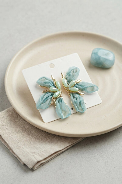 SORA GROUP Ice Blue Orchid Model Organza Earrings