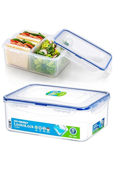 Generic 2.6L Rectangular Airtight Food Storage with Divider - BPA-Free, Micro...