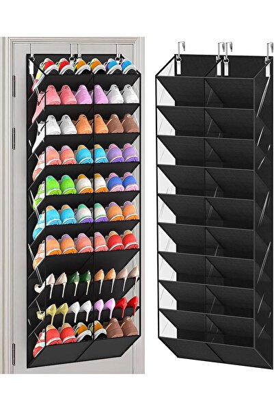 GENERAL UVIAHOMI 30 Pairs Over the Door Shoe Organizer, Clear Pockets Hanging...