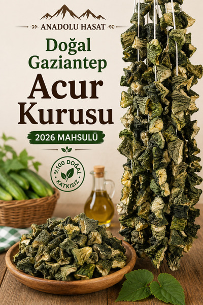 ANADOLU HASAT Doğal Gaziantep Dolmalık Acur Kurusu – 2026 Yeni Mahsul – 1 Diz...