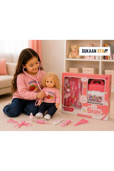 dukaan star دمية أطفال مع حقيبة الطبيب