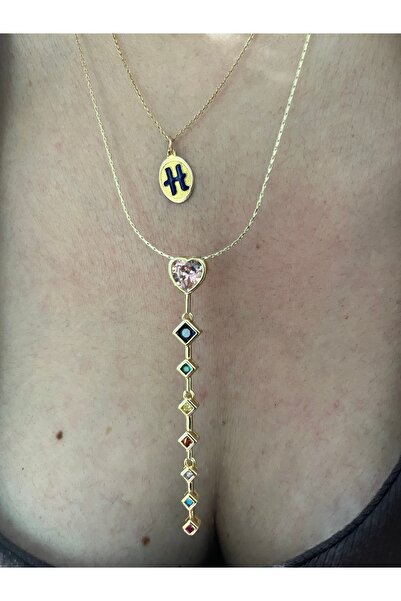 Hoop jewelery قلادة على شكل قلب مرصعة بالأحجار