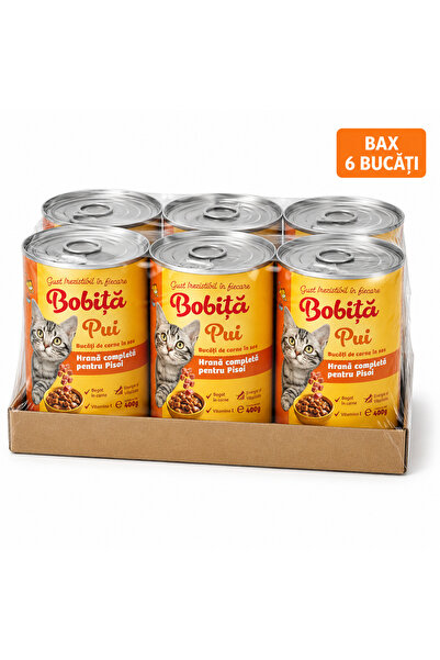 Bobita Beans Пълноценна мокра храна за котенца с пиле, парченца в сос, 6 x 400 г