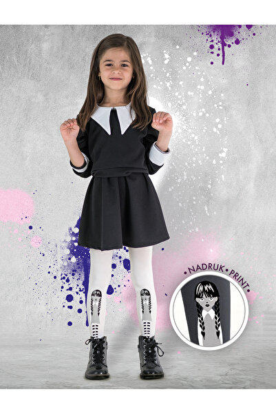 sosetaria Dresuri copii cu model Wednesday Addams Knittex Black 60 den
