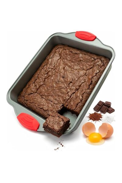 Generic Non Stick 20 x 20 cm (20.3 x 20.3 cm) Square Baking Pan with Silicone...