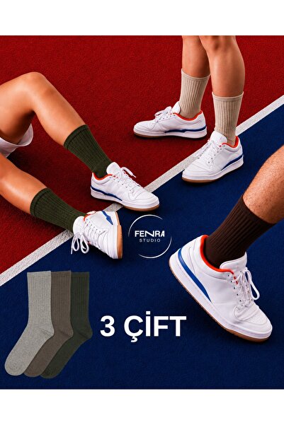 FENRA STUDIO Unisex 3-Piece Sports College Tennis Socks Towel Sole Cotton Swe...