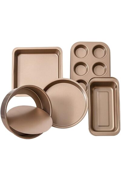Generic Bakeware Set Nonstick Baking Pans 5 Pcs Includeing Pizza Tray, Round/...
