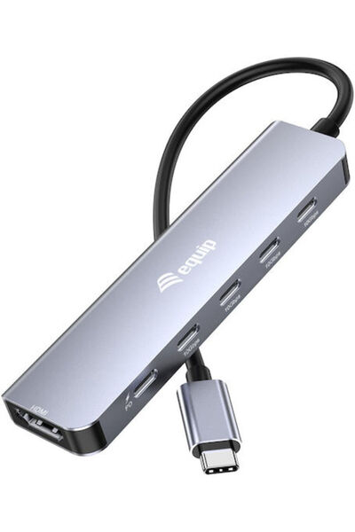 EQUIP Σταθμός σύνδεσης USB-C με 4K, PD, Ethernet, Γκρι (133499)