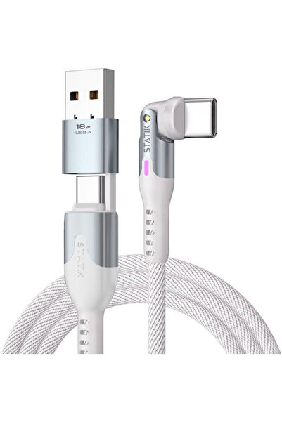 STATİK Καλώδιο USB σε Type-C 2μ Λευκό
