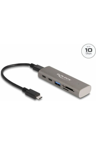DELOCK Διανομέας USB 3 θυρών 3.2 με σύνδεση USB-C Γκρι Κωδικός: 64236