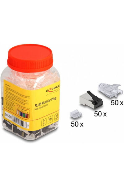 DELOCK RJ45 Αρθρωτό Βύσμα Κατηγορίας 6 FTP 50 Τεμάχια Ανθεκτικό Προστατευτικό...
