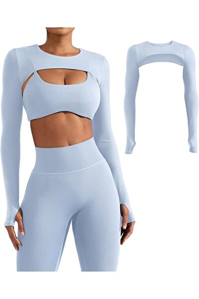 GENERAL YEOREO Women Crop Top Long Sleeve Bolero Open Front Workout Cropped S...