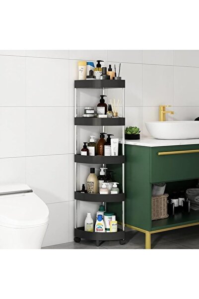 LUCKY Corner Shower Caddy Standing - 5 Tier with Wheels Rustproof Plastic Sho...