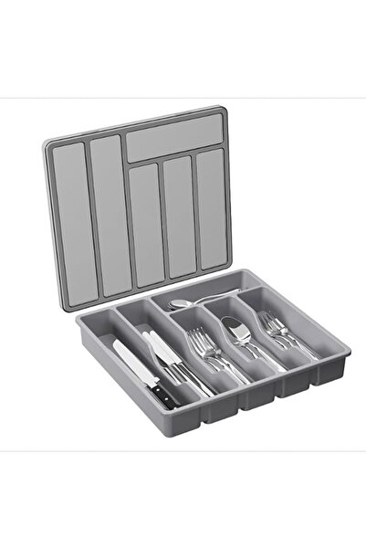 GENERAL JKJ&ZXZ Silverware Drawer Organizer with Lid, Covered Utensil Tray, P...