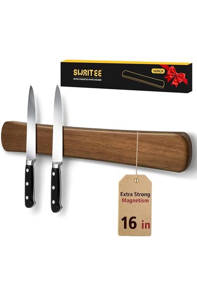 GENERAL Swaitee Magnetic Knife Holder for Wall, 16 Inch Wood Knife Strip with...