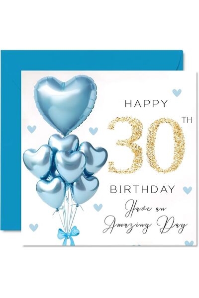 Stuff4 95th Birthday Cards for Men - Blue Glitter Balloons - Happy Birthday C...