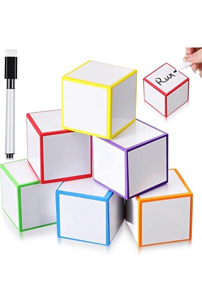 KASTWAVE Dry Erase Blocks, 2x2 Inch Foam Dice with Marker, Reusable Blank Cub...
