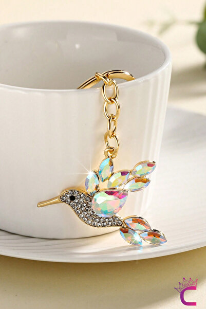 Cinderella Διακοσμητικό μπρελόκ τσάντας Hummingbird Prismatic Stone Gold Meta...