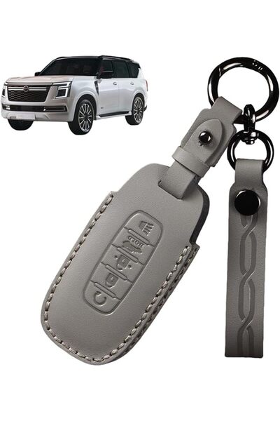 Generic 5 Buttons Premium Leather Key Fob Cover Protector Compatible with Nis...