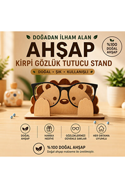 ROKH Wooden Hedgehog Glasses Holder Stand – Decorative Natural Wood Glasses S...