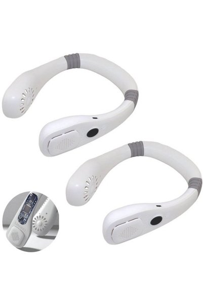 Morvena Picks Ventilator de gât de lux, alb, ventilator de gât cu afișaj LED,...