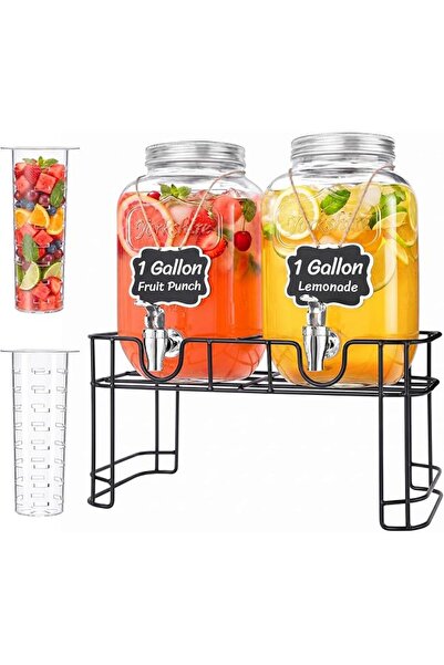 GENERAL Laviewt 1 Gallon Glass Beverage Dispenser for Party, Drink Container ...