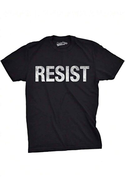 k222 Men's Resistance Printed Cotton-Shirt - Black Casual Protest-Themed-Shir...