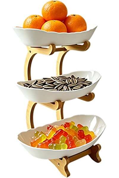 Generic Tiered Fruit Basket for Countertop 3 Tier Wood Stand Organizer | Coun...