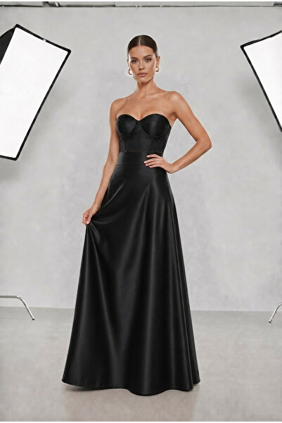 2021 NSM LİFE quality of life High Waist A-Line Matte Satin Skirt with Belt